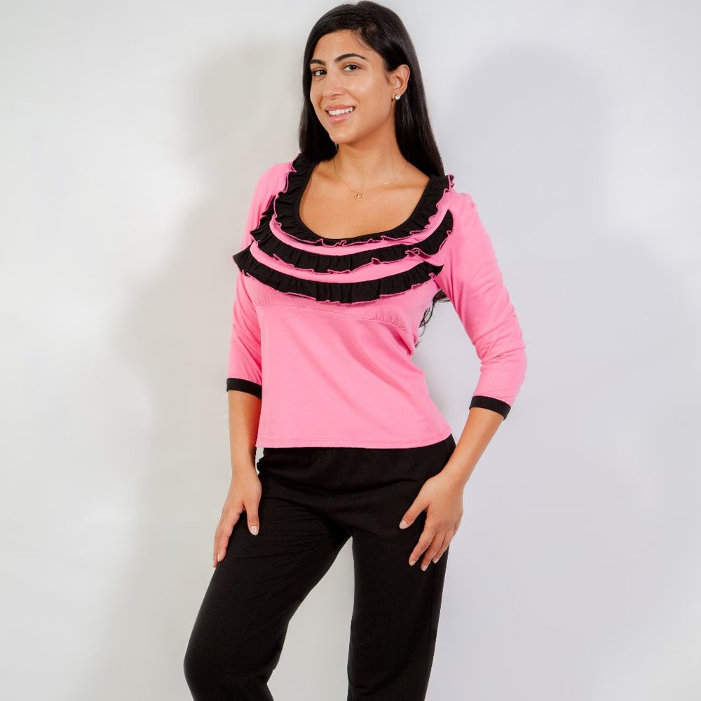 Women pink ruffle pajama